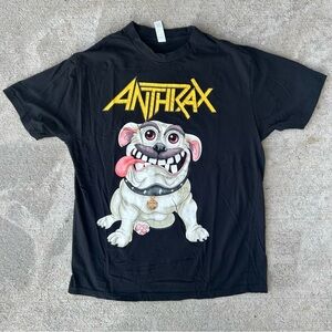 Anthrax Black Graphic Tee with Cartoon Dog